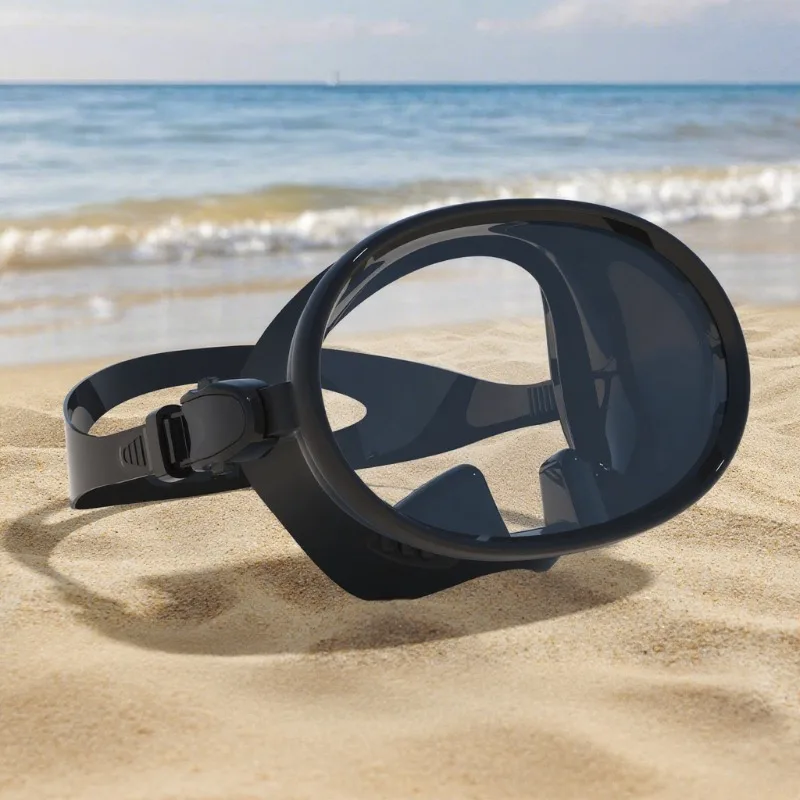 

Diving Goggles Free Diving Goggles HD Tempered Glass PVC Oval Shape Anti Fog Single Lens Scuba Goggles for Fisherman Black