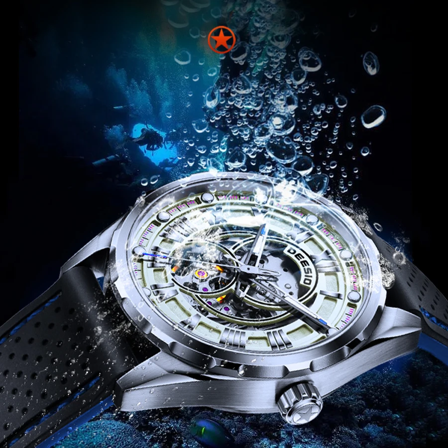 Deesio Automatic Mechanical Movement Wristwatches Shock Water Resistant Watch For Man Business reloj hombre