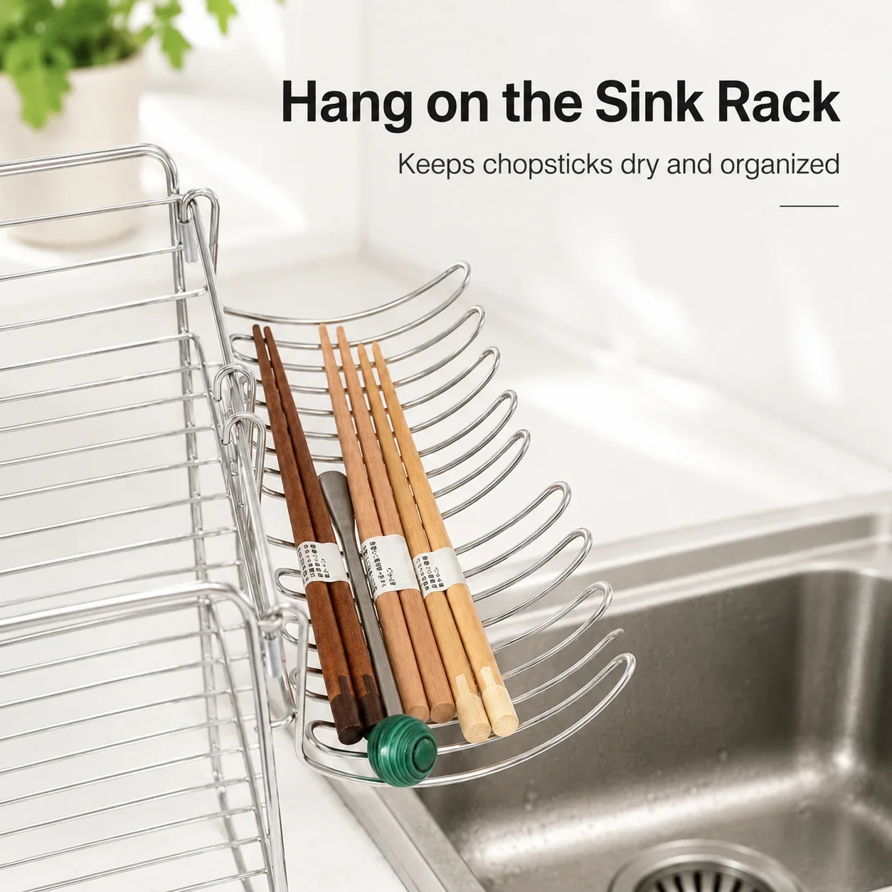 1/2pcs Stainless Steel Hanging Chopstick Drain Rack Multifunction Kitchen Sink Utensil Holder Organizer for Tableware Drying