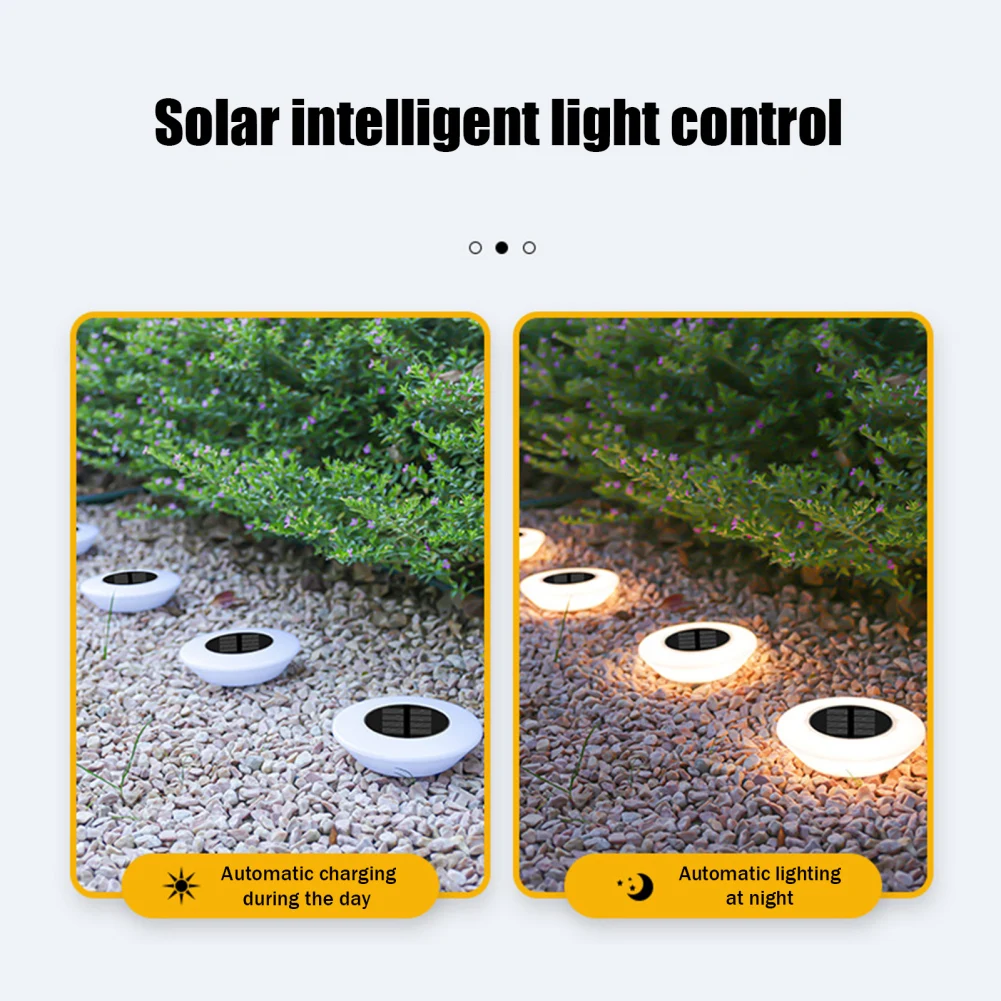 

4pcs Solar Ground Lights With 14 LED Warm Light IP65 Waterproof Outdoor Landscape Solar In-Ground Lamp For Patio Backyard