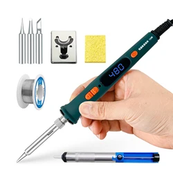 120W LCD Digital Adjustable Soldering Gun Welding Tools with Fast Heating Ceramic Heater Temperature Electric Soldering Iron Set