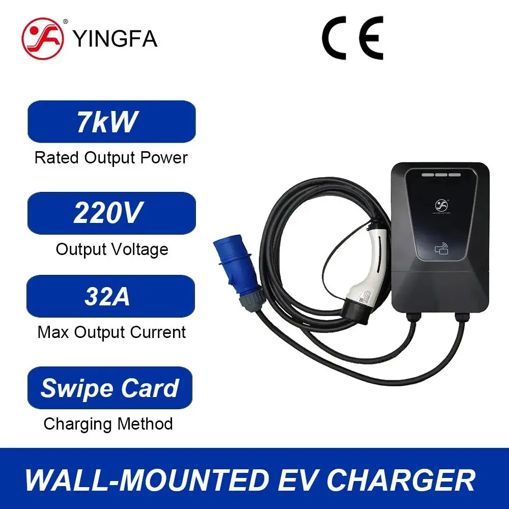 YINGFA 7kW GBT Port 5 Meters Chinese Standard Wallbox EV Charger For Charing Electric Cars