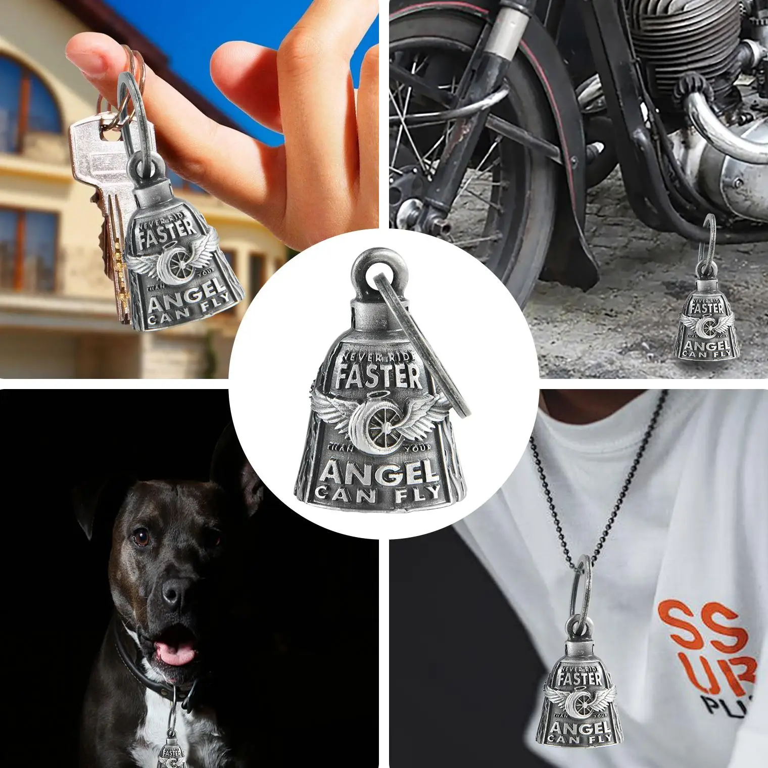 Motorcycle Bell Guardian Angel Drive Away Gremlin, Biker Bell for Men Women Rider Riding, Good Luck Gift