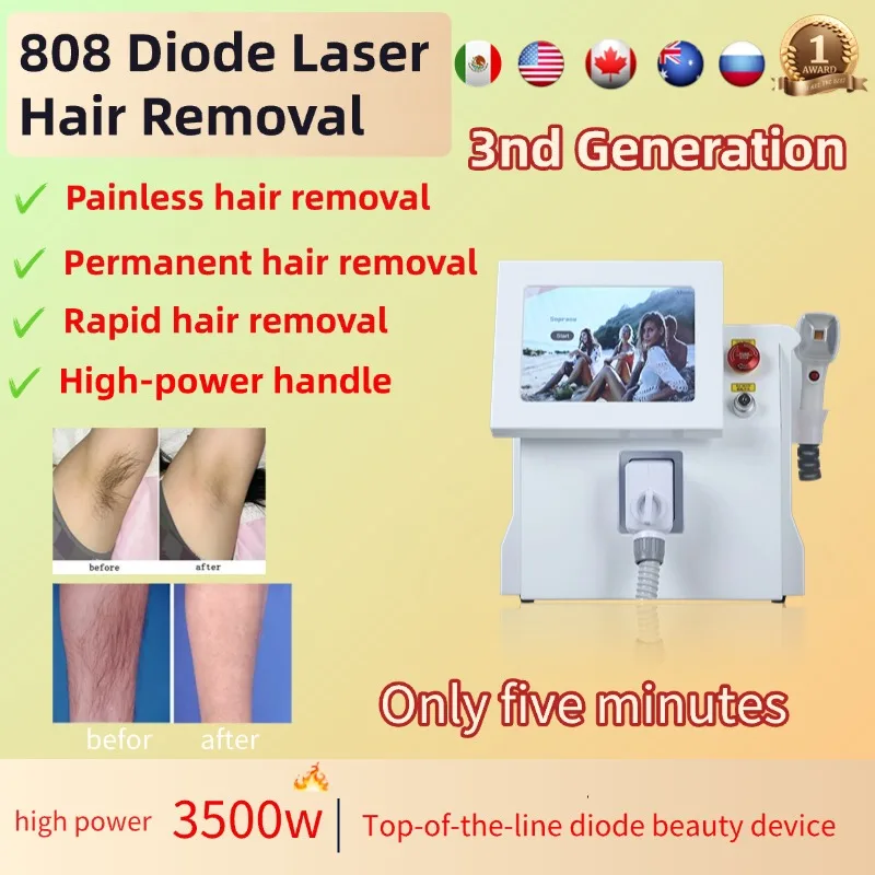 

Women's 808nm Alexandrite Diode Laser Hair Removal Device 3500W Painless Permanent Hair Removal Machine with 40 Million Shots