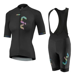 LIV Summer Cycling Jersey Bib Shorts Set Women 19D MTB Bicycle Short Sleeve Cycling Clothing Wear Maillot Conjunto Ropa Ciclismo