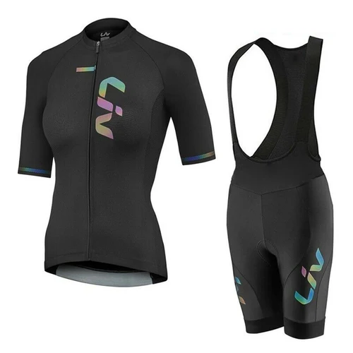 LIV-Conjunto de pantalones cortos con pechera para Ciclismo de verano, Ropa de Ciclismo de manga corta para bicicleta de montaña 19D, Maillot, Conjunto de Ropa de Ciclismo