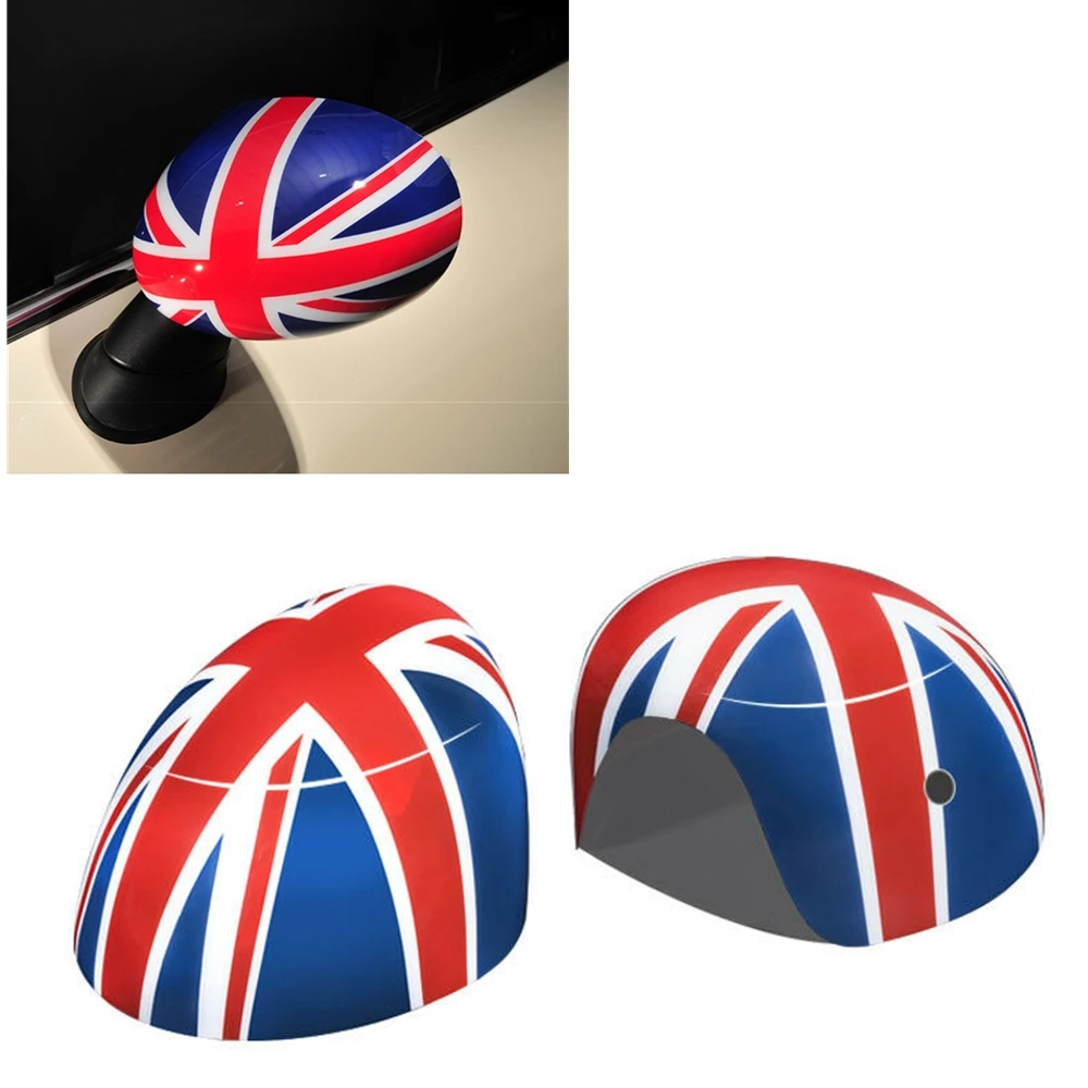 

For MINI Cooper F54 F55 F56 F57 F60 2014-2019 Red Union Jack W/ Light Hole Add On Car Rear View Mirror Cover Rearview Shell Cap