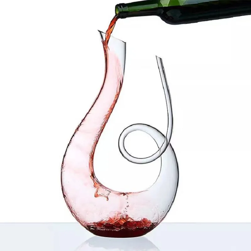 

Handmade Crystal 1500ML Spiral Glasses of Wine Brandy Decanter Gift Harp Swan Decanter Separator Glass Jug Pourer Aerator Set