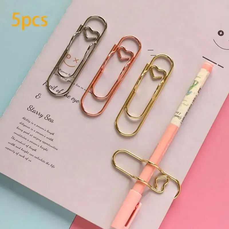 Metal Pen Clip Easy To Carry Curve Pin Pen Holder Fixed Creative Love Multifunctional Pen Clip