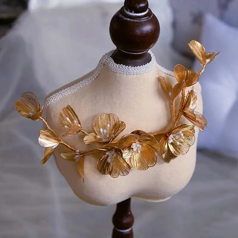 Bride Headbands Lotus Tiaras For Women Pearl Flower Hairbands Marriage Prom Crowns Wedding Hair Accessories Fashion Head Jewelry
