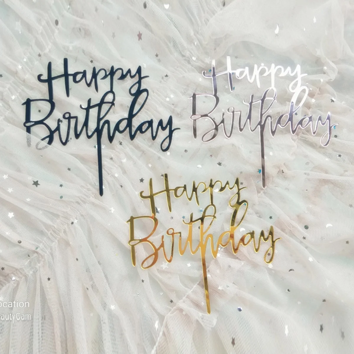 6 Stück/3 Stück Happy Birthday Roségold Silber Rosa Acryl Buchstaben Cake Topper für 1. Geburtstag Party Tortendekoration Zubehör Deko – Detail 3
