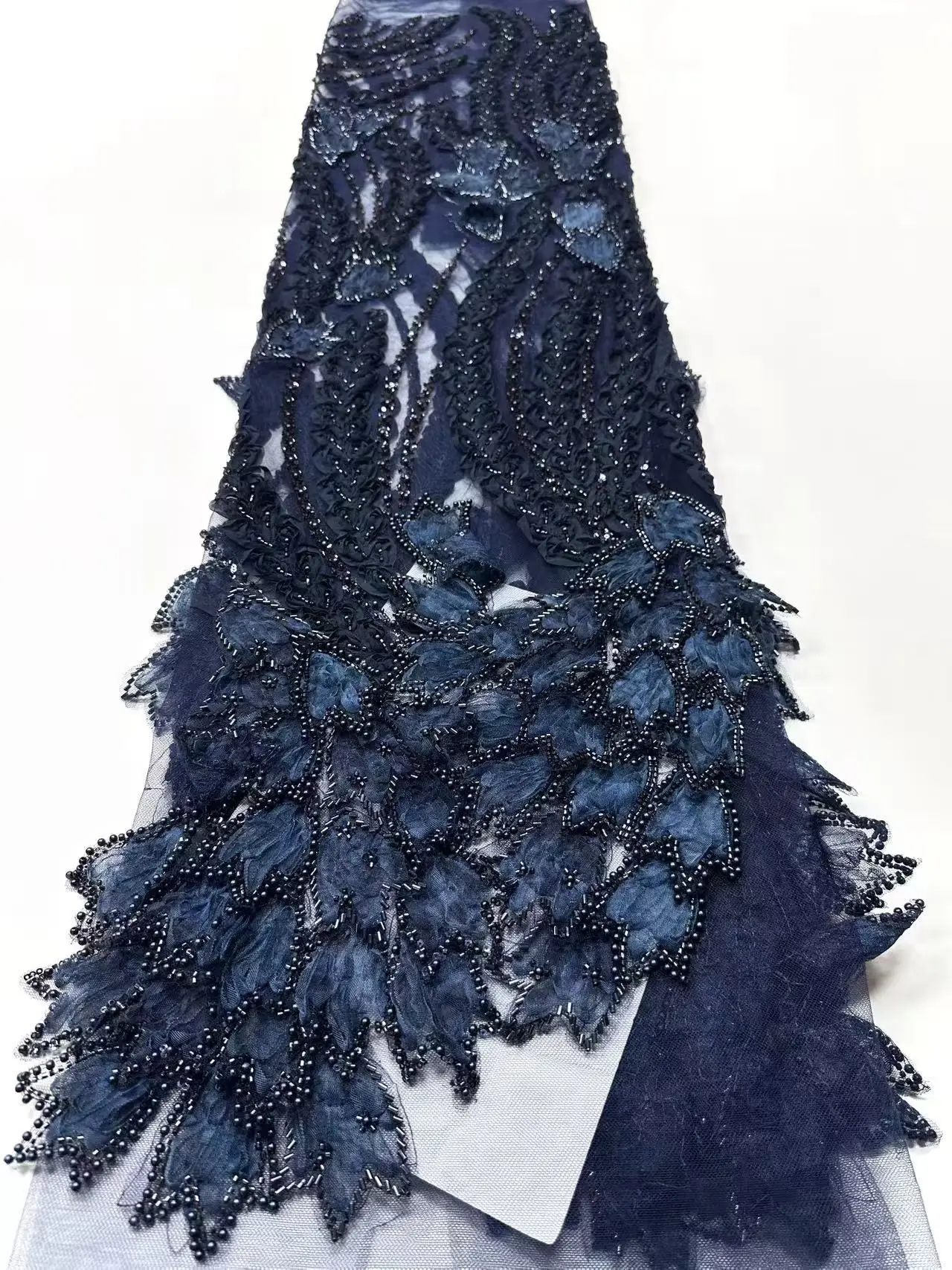 

African Nigerian Sequins Embroidery Tulle Lace Fabric, Sewing , Beads Stone Prom Dresses, High Quality, 5Yards, 2026 DP0518