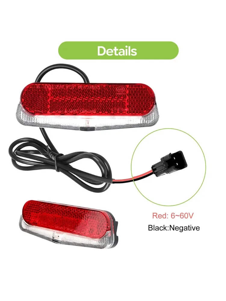 AliExpress NONE 36V 48V electric bike Tail Light Bicycle Light LED Rear Lamp Cable Length 97.5cm electric bicycle Tail Light 2Pin SM Connector
