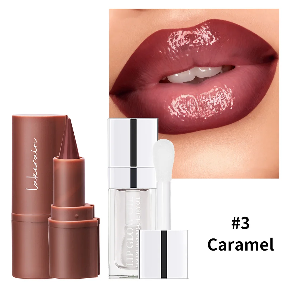 مجموعة ملمع شفاه ثلاثية الأبعاد وبطانة شفاه تركيبة مرطبة تحديد الشفاه تطبيق دقيق أنماط مكياج متعددة الاستخدامات لمستحضرات التجميل ذات لمسة نهائية طبيعية