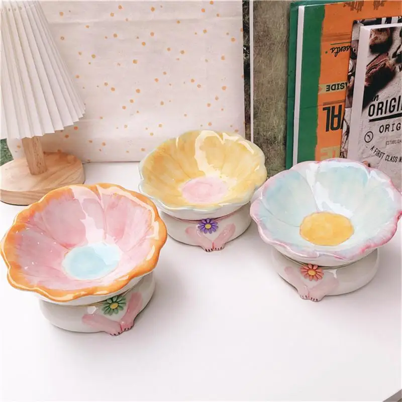 Cute Ceramic Couple Cat Bowl Cat Basin Cat Food Basin Water Bowl Neck Protection Tilt Tall Cat Bowl Dog Bowl Pet Bowl