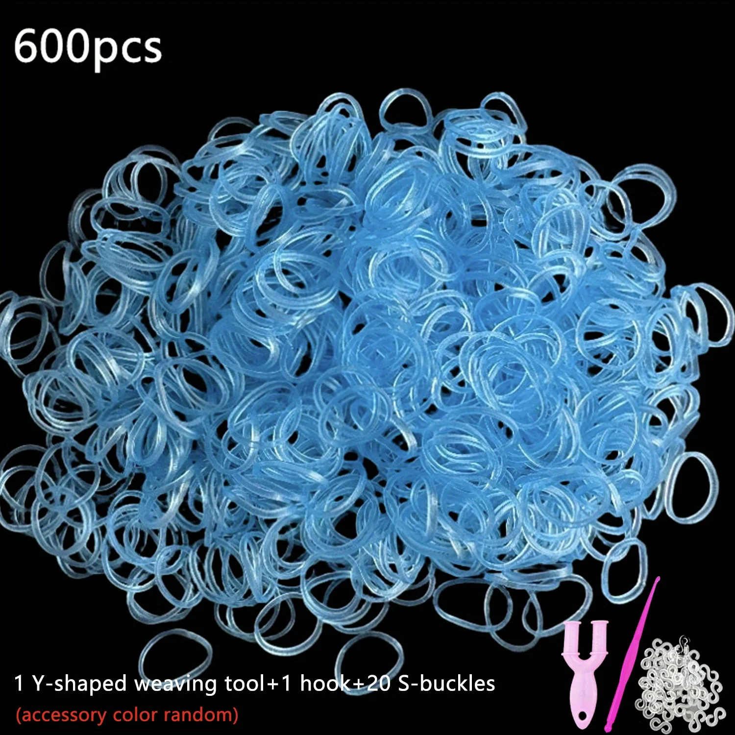 600pcs Rubber Loom Band Set - DIY Bracelet & Hair Ties Craft Kit, Transparent Colored Rubber Band Rainbow Circle Bracelet,