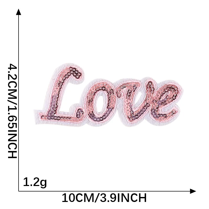 5CM Pink Sequins Letters Patch For Clothes Alphabet Iron on Garment Accessories Embroidered Applique Decoration Repair Patches