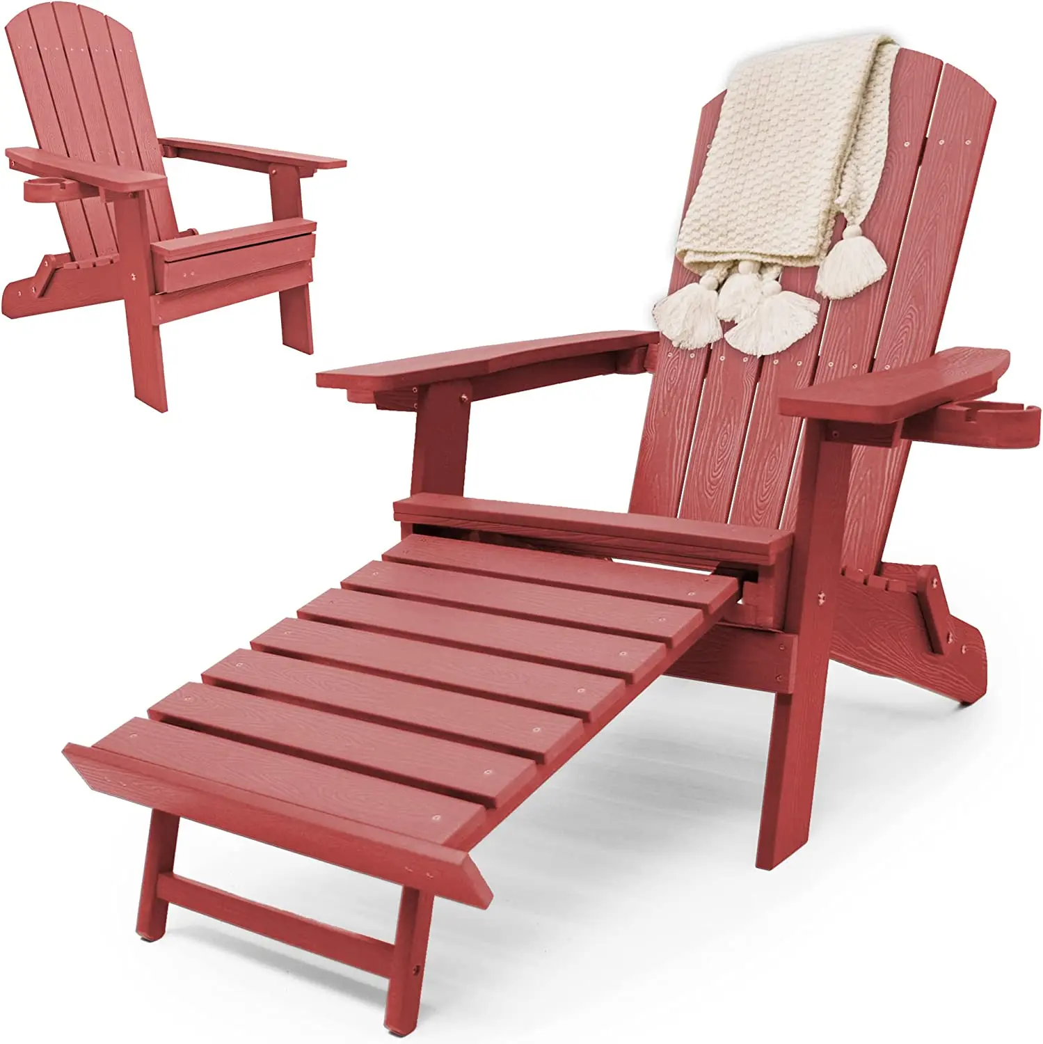 

Waterproof Outdoor Garden Patio Beach Classic Folding Lounge Plastic Adirondack Chairs With Footrest