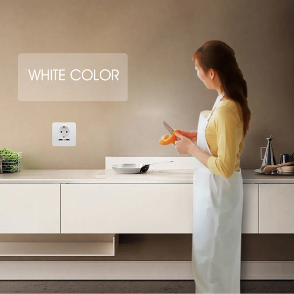 

Wall Mount USB Electrical Outlet Adapter Surge Protector Eu Outlet 2 USB Ports Fire Resistant Safe Use for Home Office