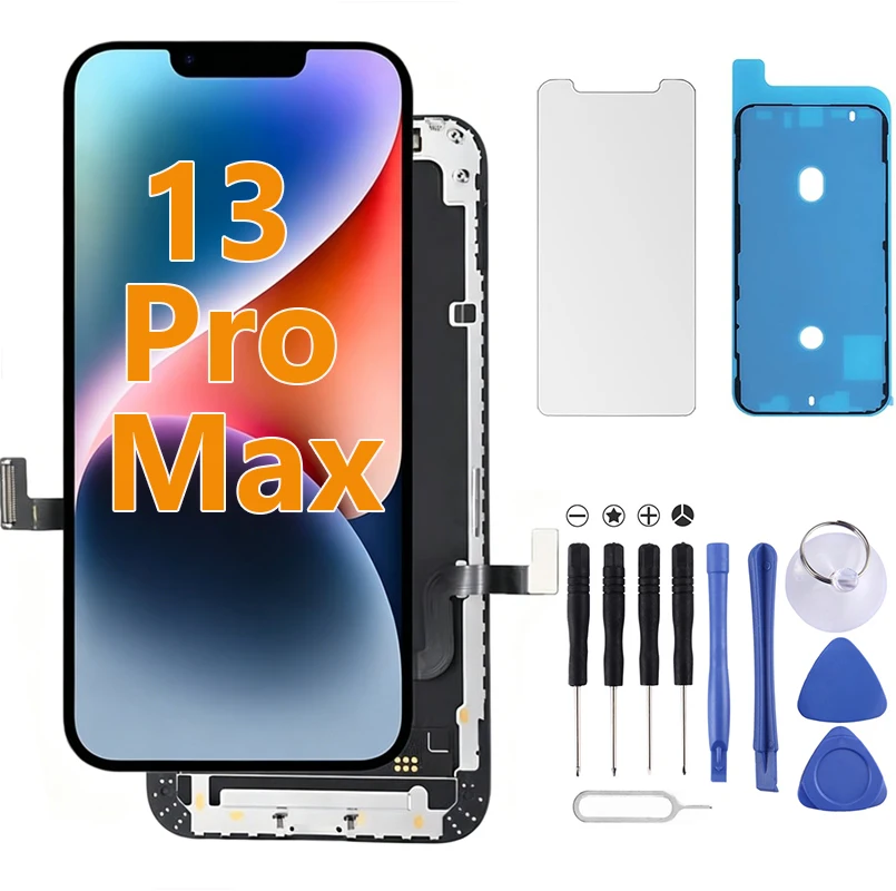 Full HD 3D Touch LCD Display Digitizer Frame Assembly For iPhone 13 Mini Pro Max Screen Replacement With Repair Tools & Adhesive