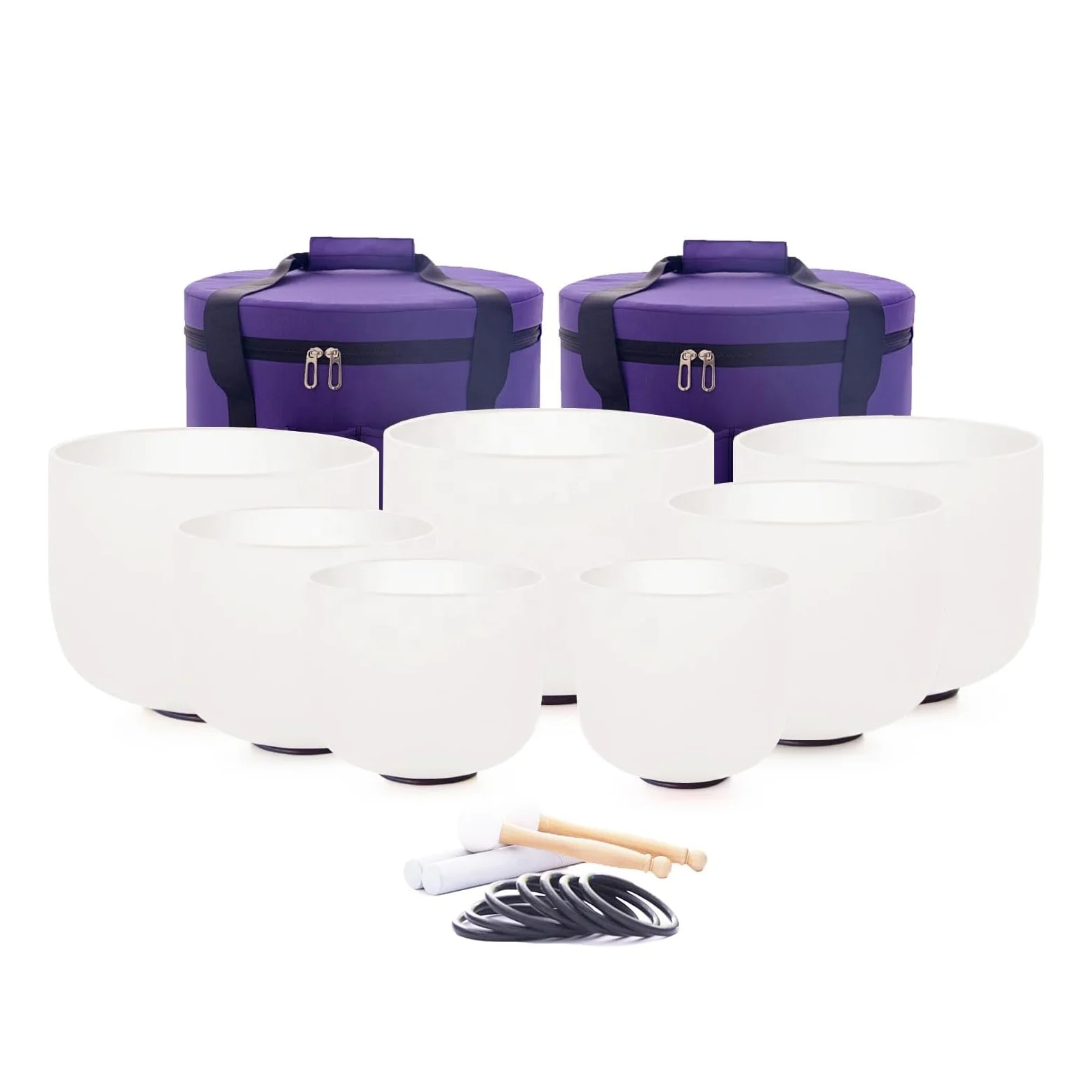 7-12 Inch 432hz Crystal Singing Bowls Set Of 7 Pcs Chakra For With Heavy Duty Carrying Case