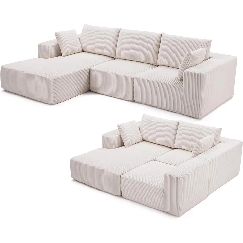 

108” Modular Sectional Sofa, Sponge Sectional Sofa Couch for Living Room, Modular L-Shape Sofa Couch with Chaise