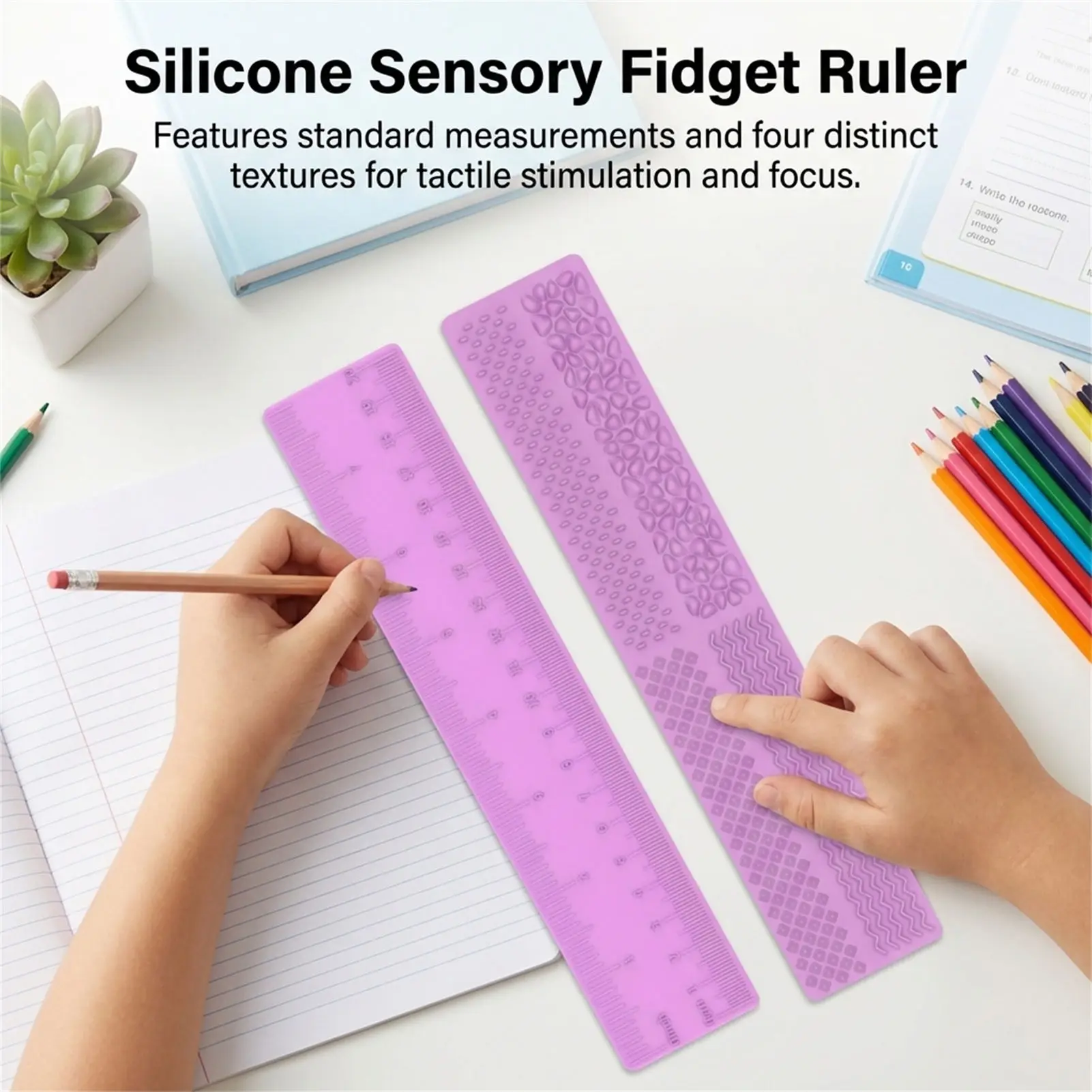 Flexible Silicone Ruler Soft Measurement Tool for Kids School Math Learning, Food Grade Sensory Ruler Durable Education Gear