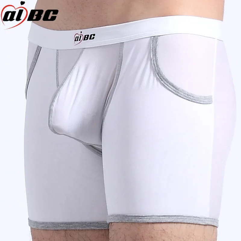 Aibc Boxer Men Pocket Underwear Ice Silk Big Pouch Panties Low Rise Breathable Sexy Boxershorts Boxers