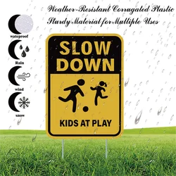 2Pcs Kids Play Caution Sign Slow Down Street Sign With Stake Yard Garden Patio Child Safety Caution Kids at Play Warning