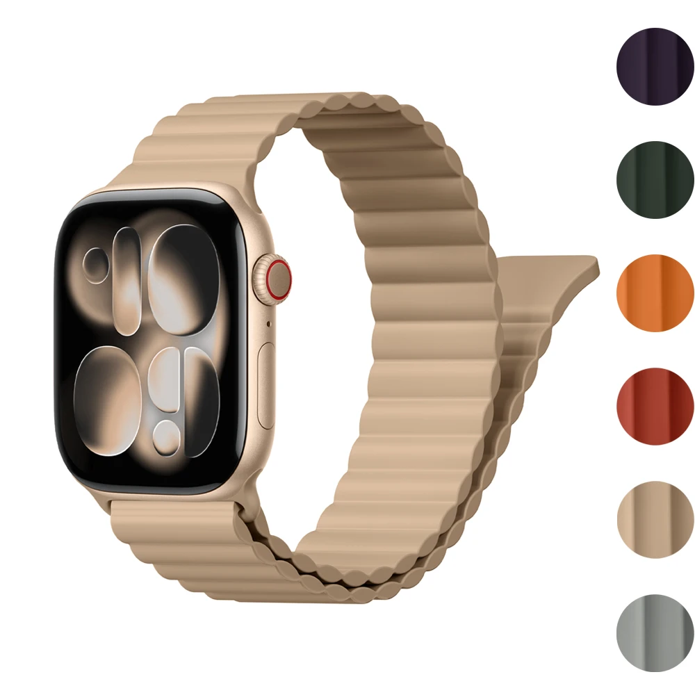 Magnetische Armbänder für Apple Watch 46mm 45mm 44mm 42mm 40mm Silikon Correa Armband iWatch Series 11 10 9 8 7 6 SE Ultra 2 3