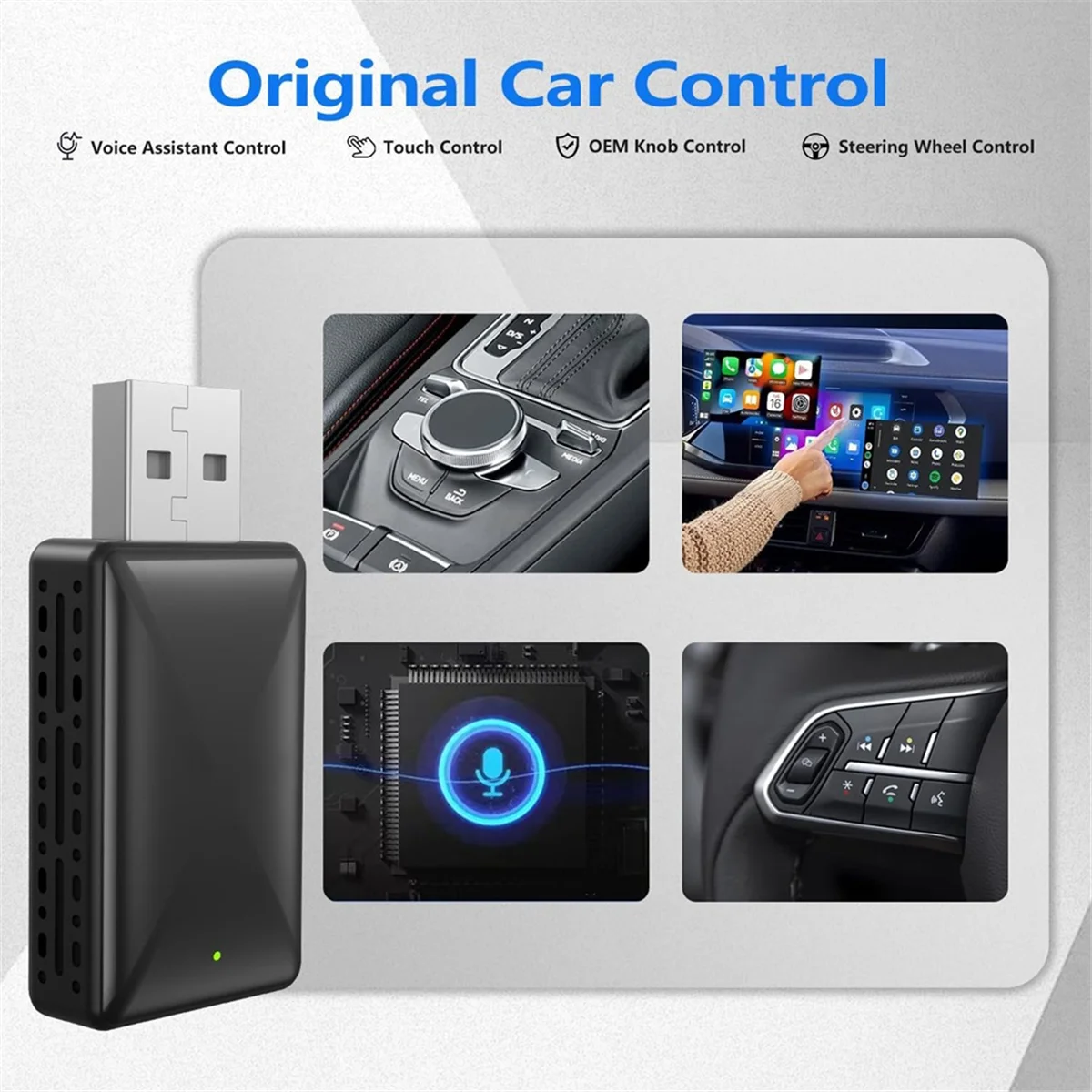 2 in 1 Android Auto Wireless Adapter & Wireless CarPlay Adapter Plug&Play Car Dongle Converts Wired to Wireless Carplay