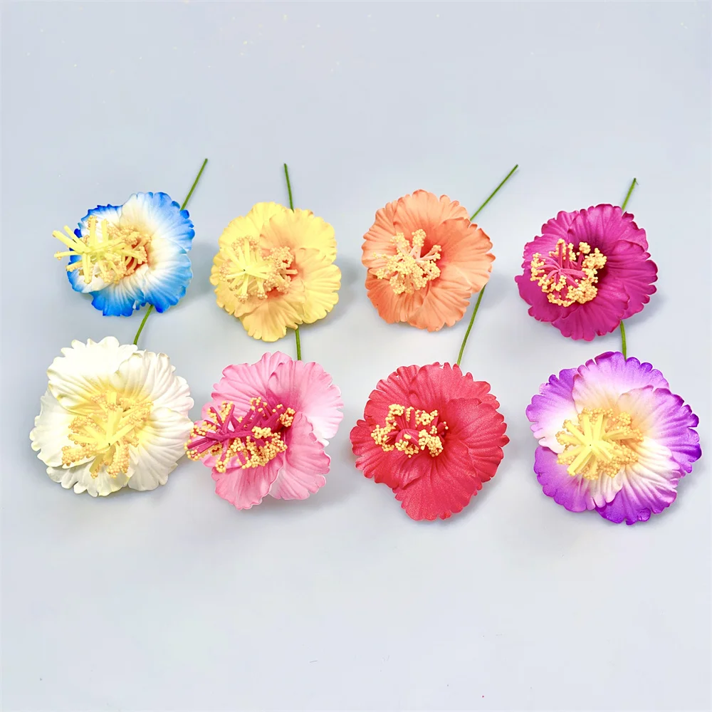 8 Pcs Hawaii Flower Hair Clip Hibiscus Hair Clips Hawaiian Beach Hair Accessories Decorative Hair Clips for Beach Party Wedding