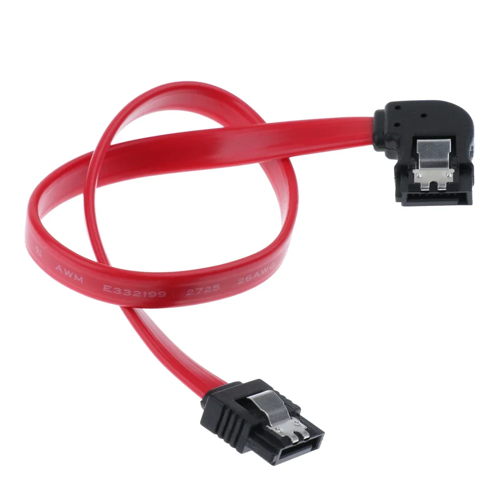 1/2/5/10pcs 0.3/0.5m SATAIII Cables 6Gbps 90 Degrees Left Angle With Locking Latch Red Specifically Designed 26AWG SATA 3 Cable