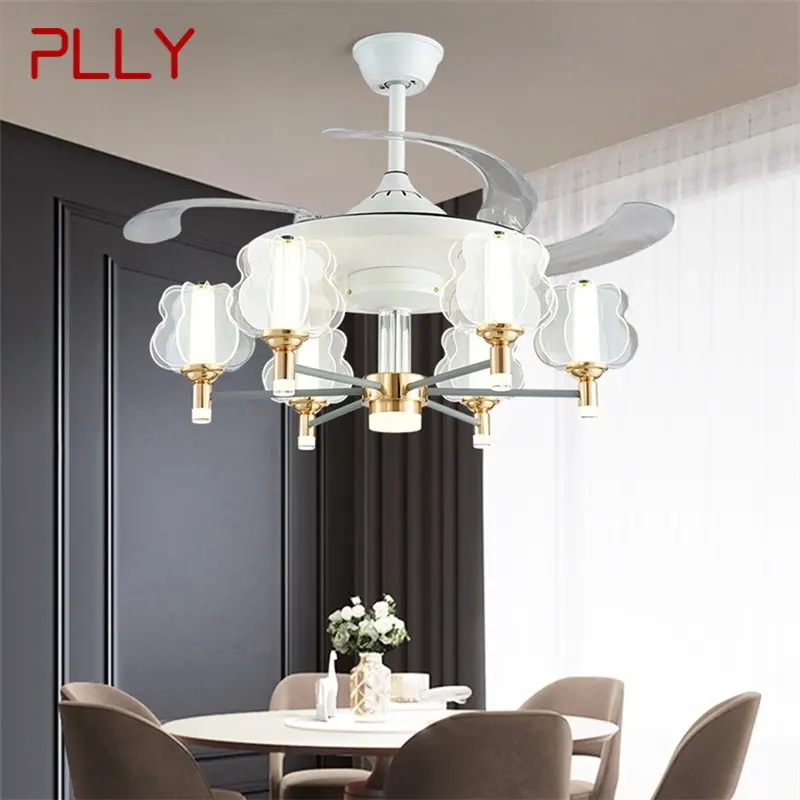 

PLLY LED Ceiling Lamp With Fan White Invisible Fan Blade With Remote Control Fixtures For Living Room Bedroom Restaurant