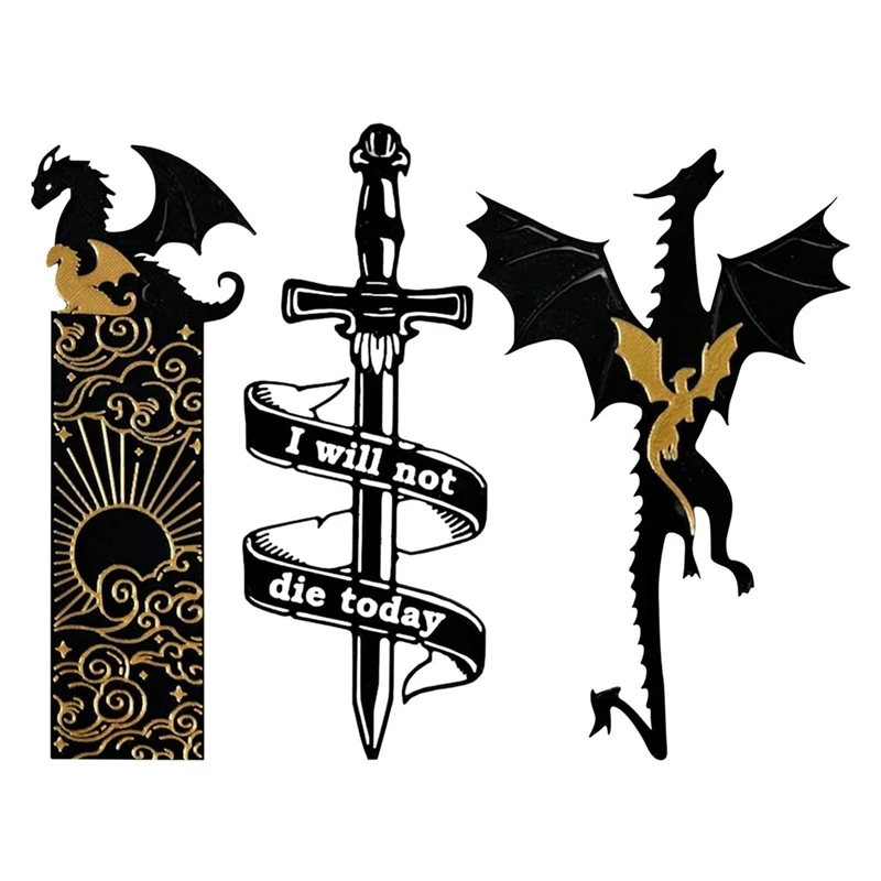 NEW-Gothic Style Four-Winged Dragon Cloud Sun Bookmark, Suitable As A Gift For Book Lovers, Reading Supplies Gift.