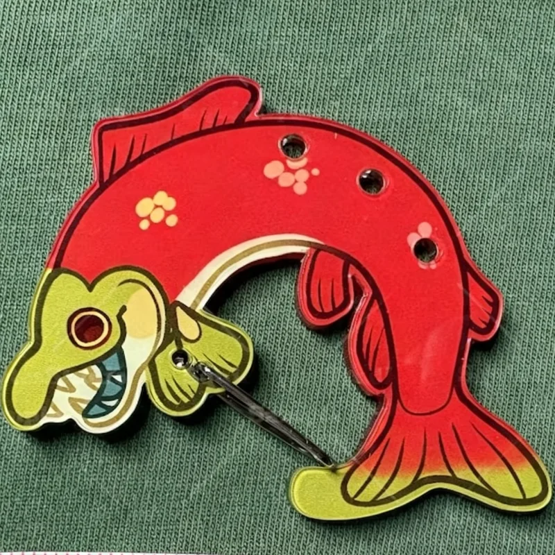 Salmon Acrylic Carabiner Charm, Cute Cartoon Fish Bag Pendant Cosplay Accessory, Aesthetic Decor Ornament For Backpack Purse