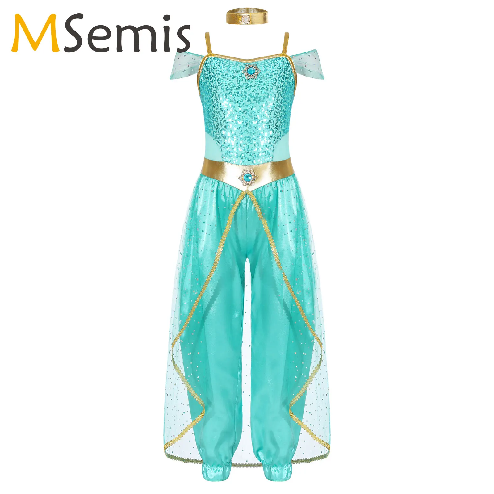 Ragazze Halloween Cosplay Jasmines Costume Arabian Princess Dress Teen Kid Birthday Party Christmas Indian Dance Performance Dress