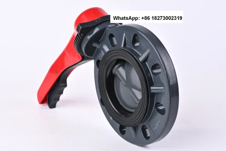 UPVC handle butterfly valve PN16 clamp type flange valve PVC pipe manual quick installation FPM sealing ring American standard