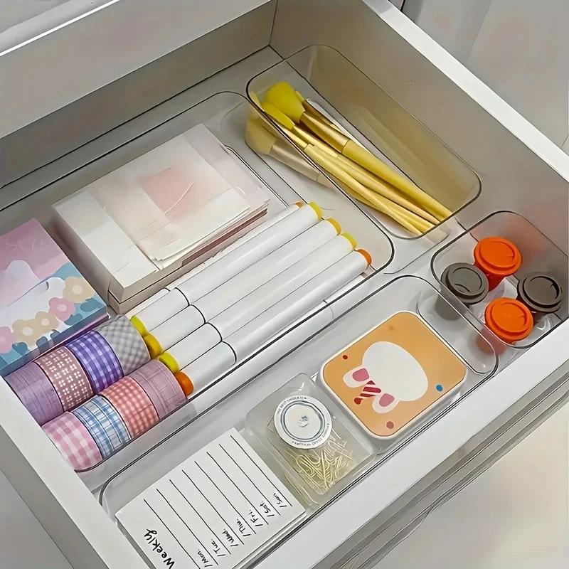 Cosmetic and Stationery Storage Box, Suitable for Makeup,Office Supplies, Home Storage, Desk & Drawer Organizer for Home Storage view 3