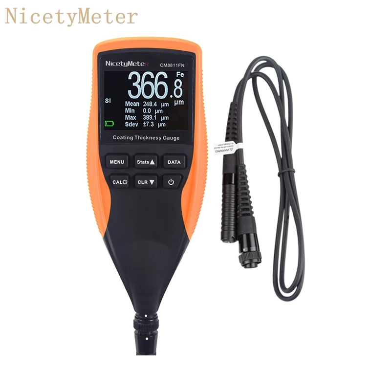 Professional Fe/NFe Digital Coating Thickness Gauge LCD Backlight Car Painting Thickness Meter 0-1250um Separate Probe CM8811FN