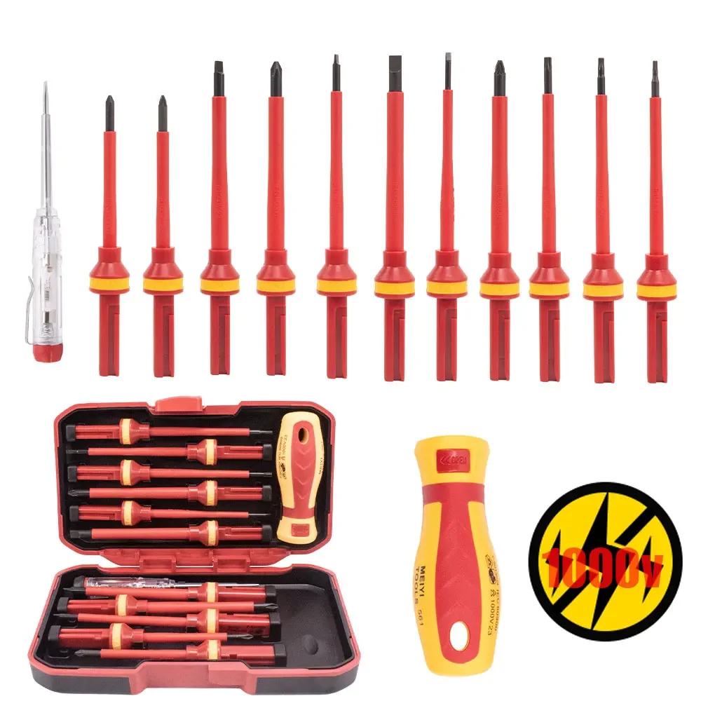 Premium 8/13pcs 1000V Insulated Screwdriver Set with Magnetic Bits for Electricians ：Phillips Torx Hex for Home Professional Use