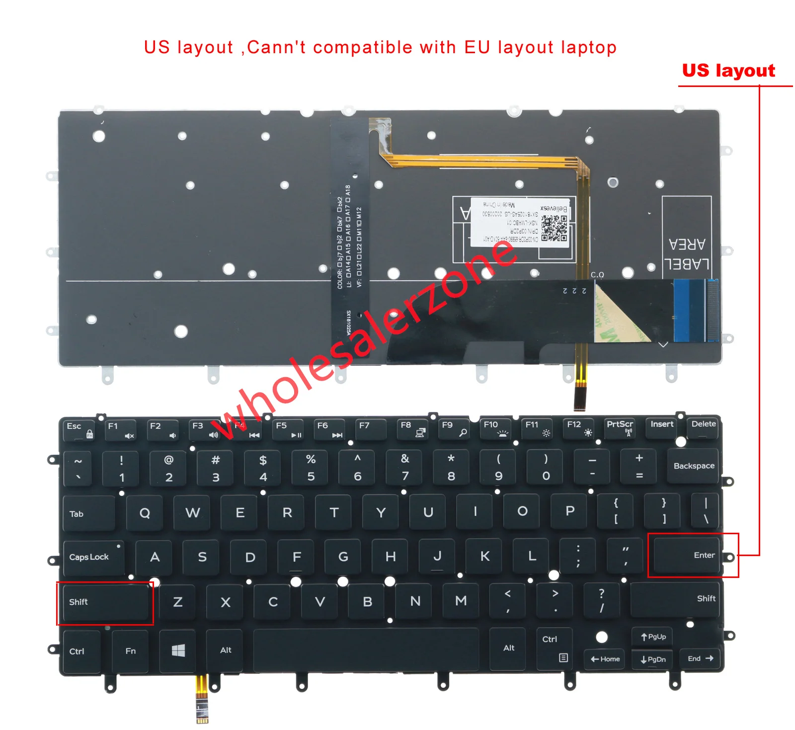 

New backlit keyboard for Dell Inspiron 15-7000 series15-7547 7548 series laptop US layout NSK-LS0BW DKDXH 0DKDXH 490.01V07.0D01