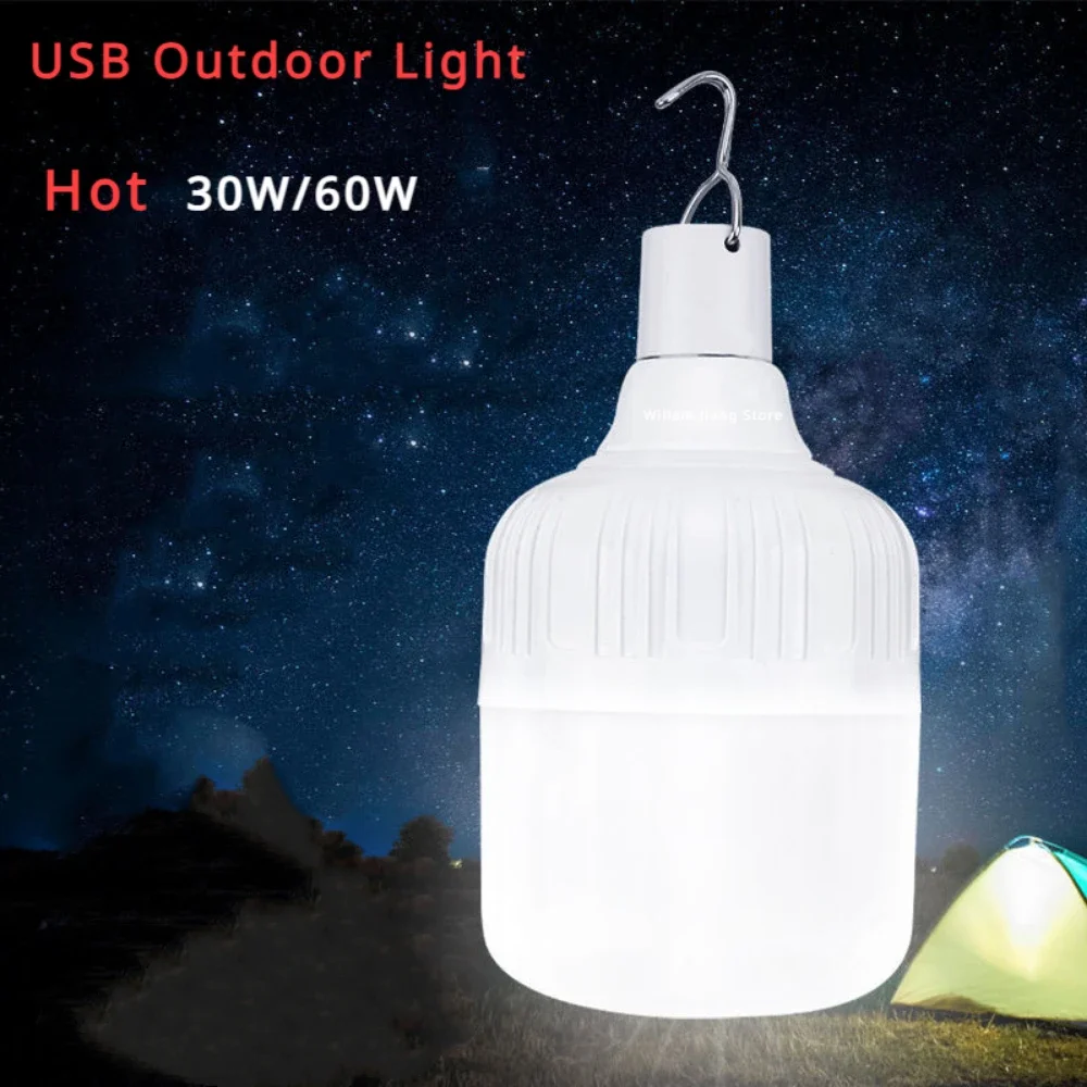 Camping Light USB Rechargeable Flashlight LED Lights Lantern Outdoor Battery Lamp Portable Hook Supplies Lighting Inflatable