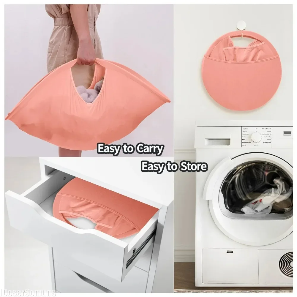 

Ins 26-inch Laundry Storage Basket Foldable Pop-up Basket Dirty Clothes Bag Portable Container Home Space Saving Organizer