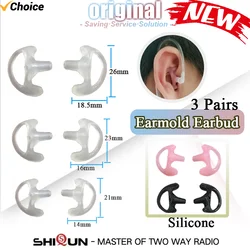 3-Pair Silicone Earbud for Universal Walkie Talkie Radio Air Acoustic Coil Tube Earpiece Headphone Earmold White Black S M LSize