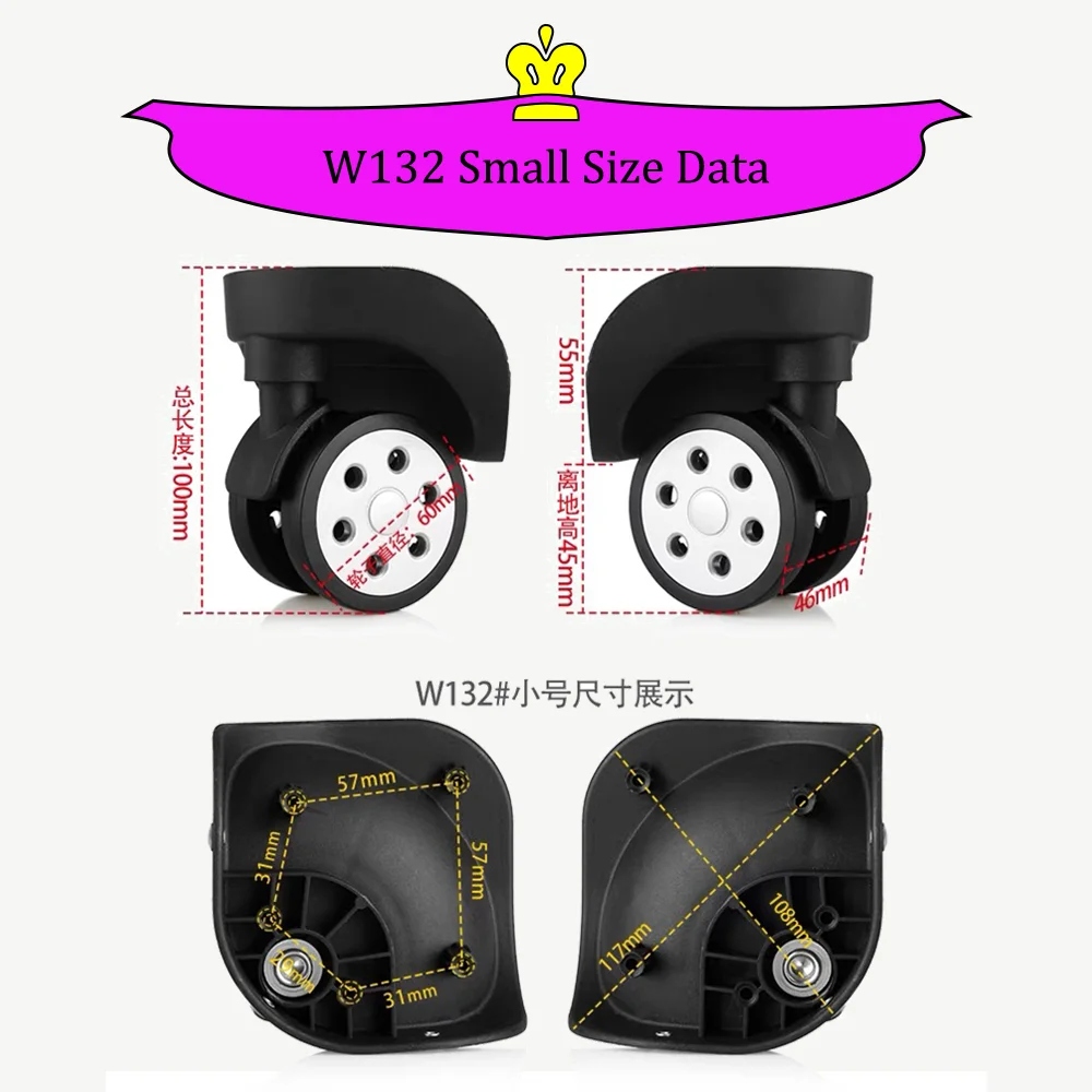 W132 Wheels Suitcase Luggage Customs Box Repair Pulley Durable Boarding Case High Quality Material Selection Replacement Rollers