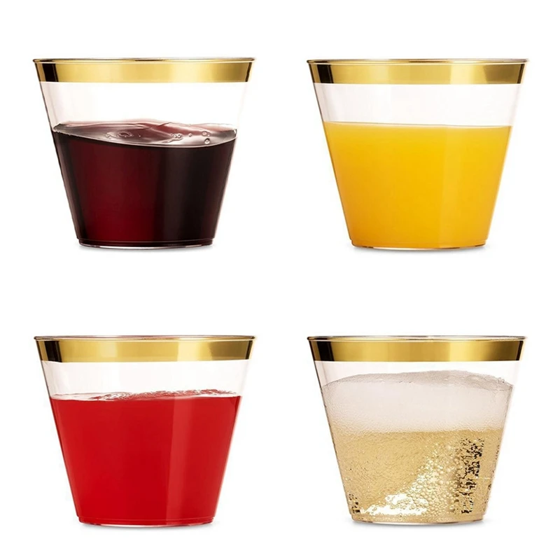 Copo Plástico Transparente Descartável para Festas, Copo De Vinho Plástico, Copos De Festa, 9 Oz