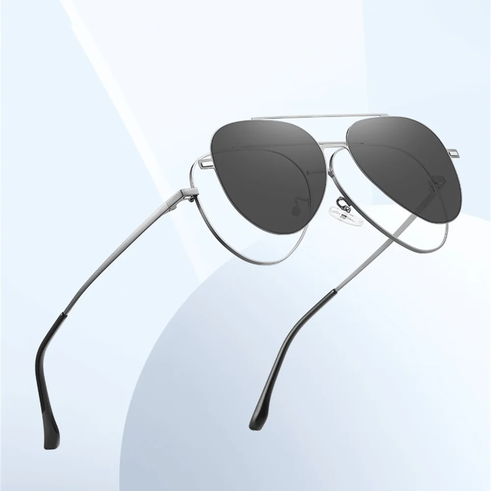 VIVIBEE Aviation Magnetische Polarisierte Clip Auf Sonnenbrille Pilot Männer Nachtsicht Brillen Rahmen UV400 Frauen Sonnenschirm – Detail 2