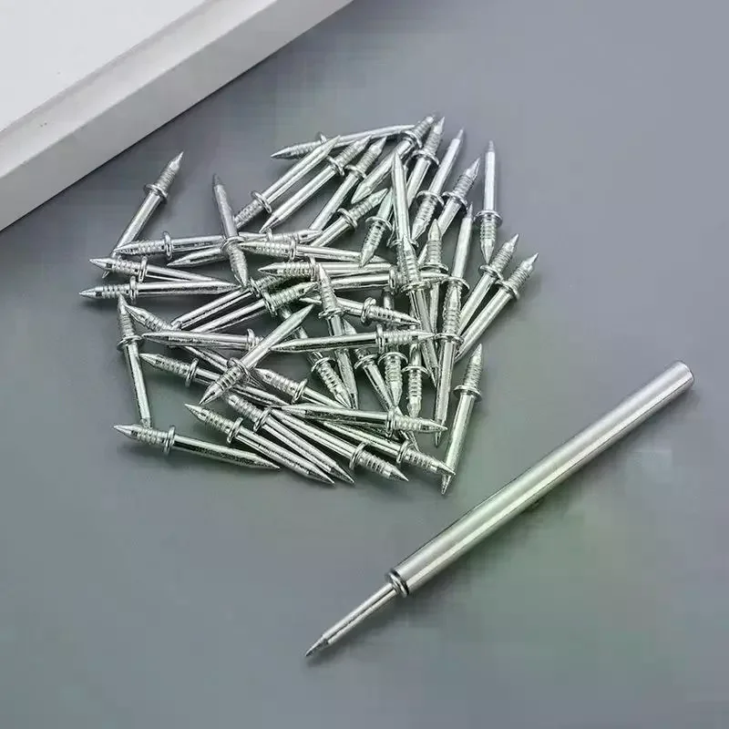 50/100pcs Pcs Double Head Nails Seamless Nails Skirting Thread Seamless Nail Without Marks Metal Rust-Proof Nails Wood No Trace