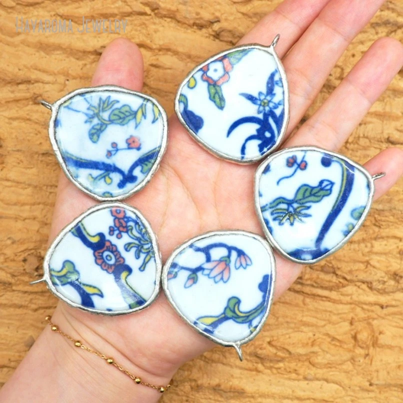 10Pcs Soldered Ceramic Tin Alloy Geometric Free Form Jewelry Handmade Wholesale Pendant PM50670